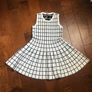 HYPR fit & flare knit windowpane dress • S/M